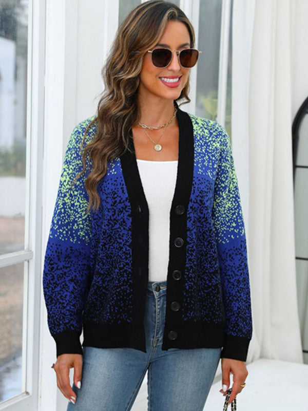 Acrylic Buttoned Long Sleeve Cardigan with Moderate Stretch Fabric