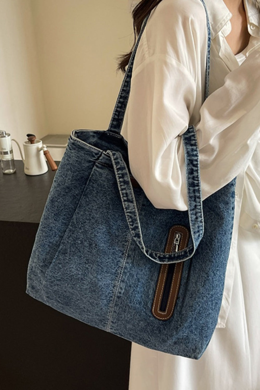 Medium Denim Tote Bag - Shine in Blue!