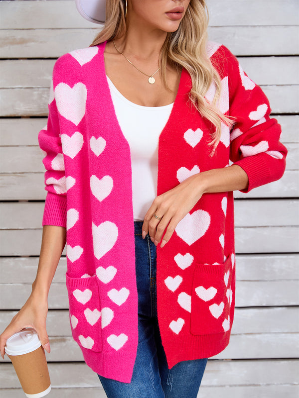 Acrylic Nylon Polyester Blend Open Front Cardigan with Pockets