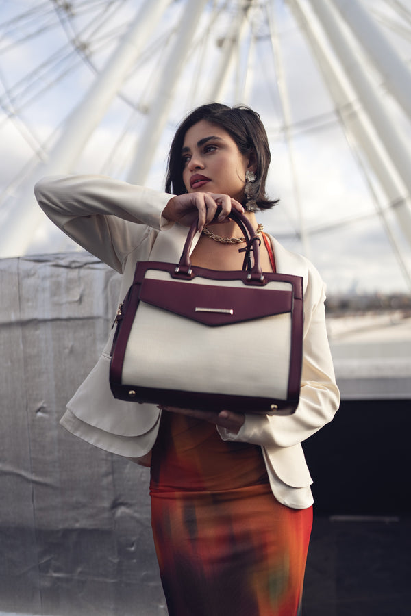 Alyssa Shoulder Bag | Vegan Leather Satchel | Gold-Tone Hardware | Dual Carry Crossbody Organizer