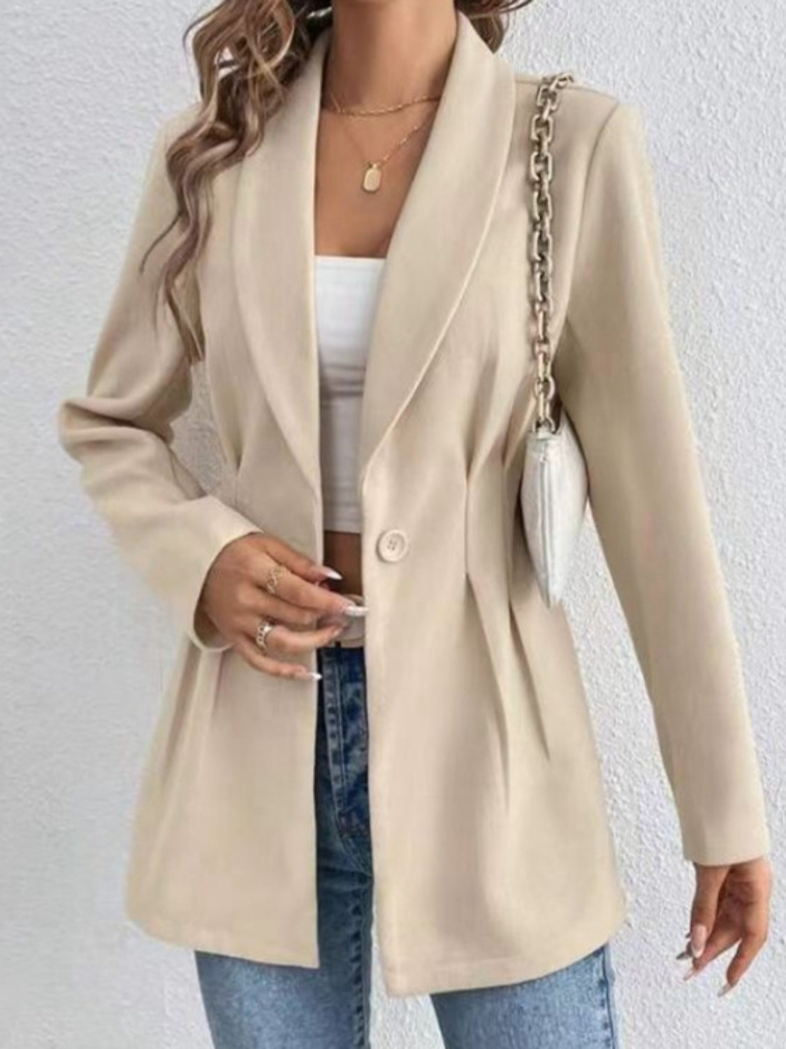 Women's One Button Long Sleeve Blazer Buttoned Design Cardigan