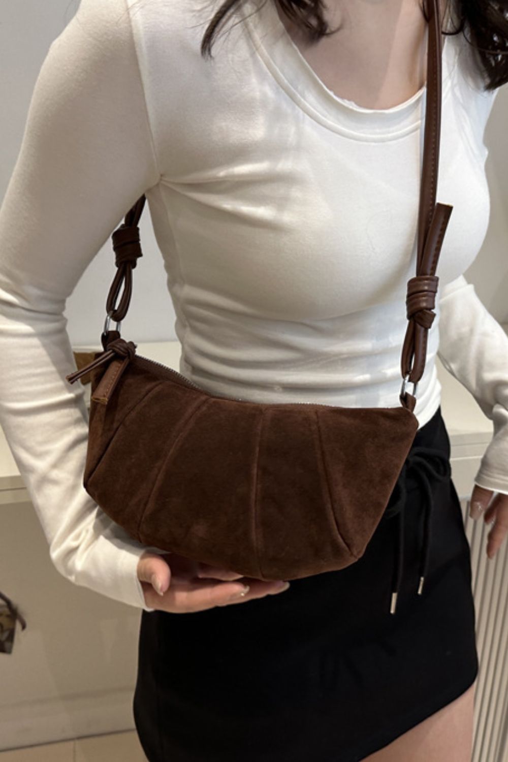 Suede Croissant Shape Shoulder Bag - Practical and Stylish!