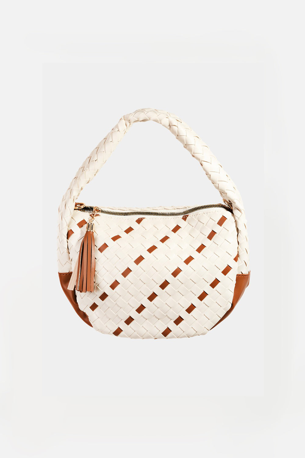 Fame Tassel Detail Weave Semi Circle Bag - Make a statement!