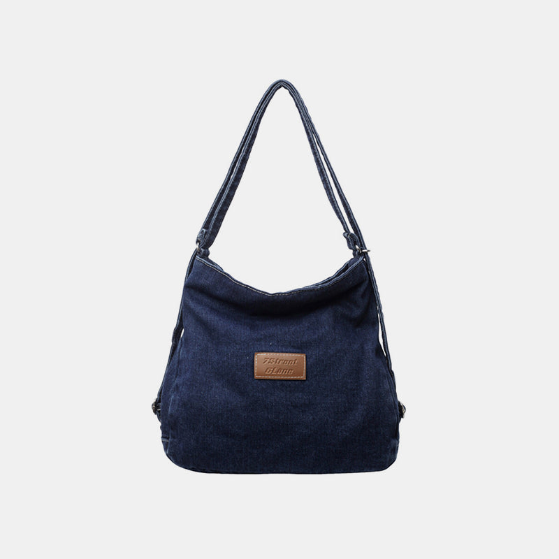 Adjustable Strap Denim Shoulder Bag - Shine in Blue!