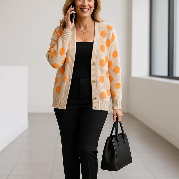 Women’s Heart Pattern Cardigan Sweater – Cozy Knit, Long Sleeve Everyday Layer for Fall & Winter