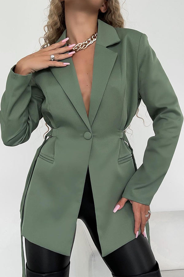 Women's Long Sleeve Blazer Lapel Collar Career Suit Jacket Outwear