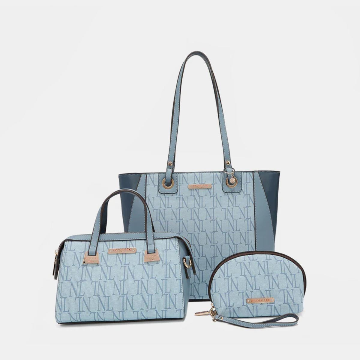 Nicole Lee USA 3-Piece Letter Print Texture Handbag Set - Spell Out Your Style in Style!