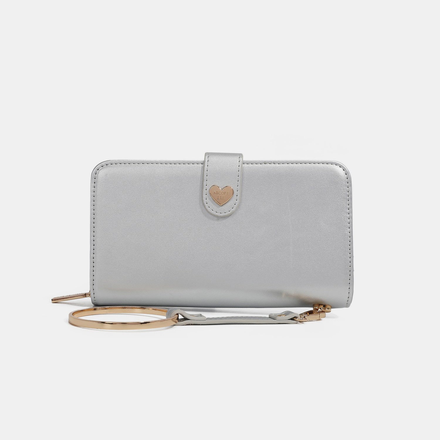 Nicole Lee USA Solid Bifold Wallet Vegan Leather Wristlet Gold Hardware