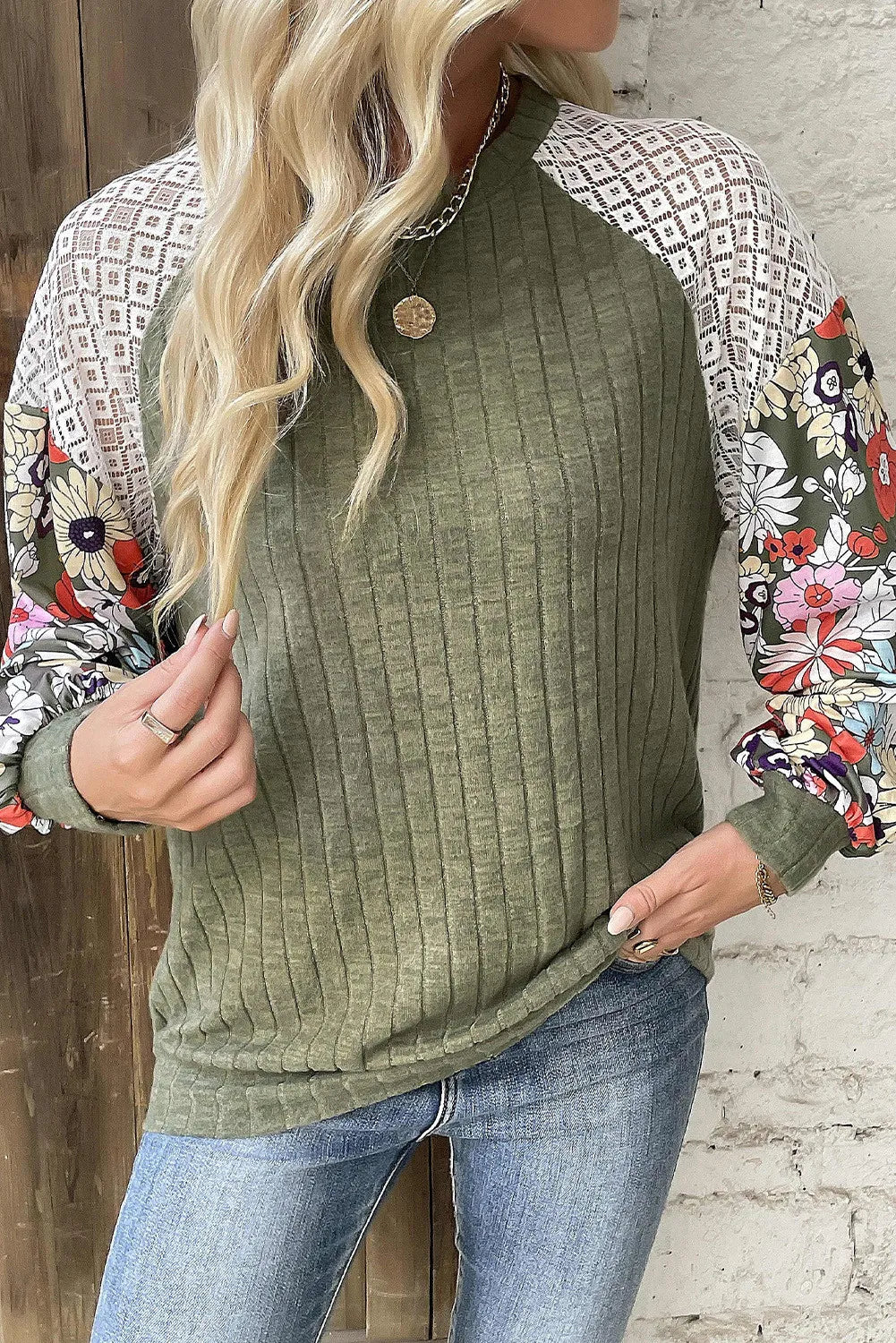 Printed Round Neck Long Sleeve Top - Breathable Fabric, Flattering Fit