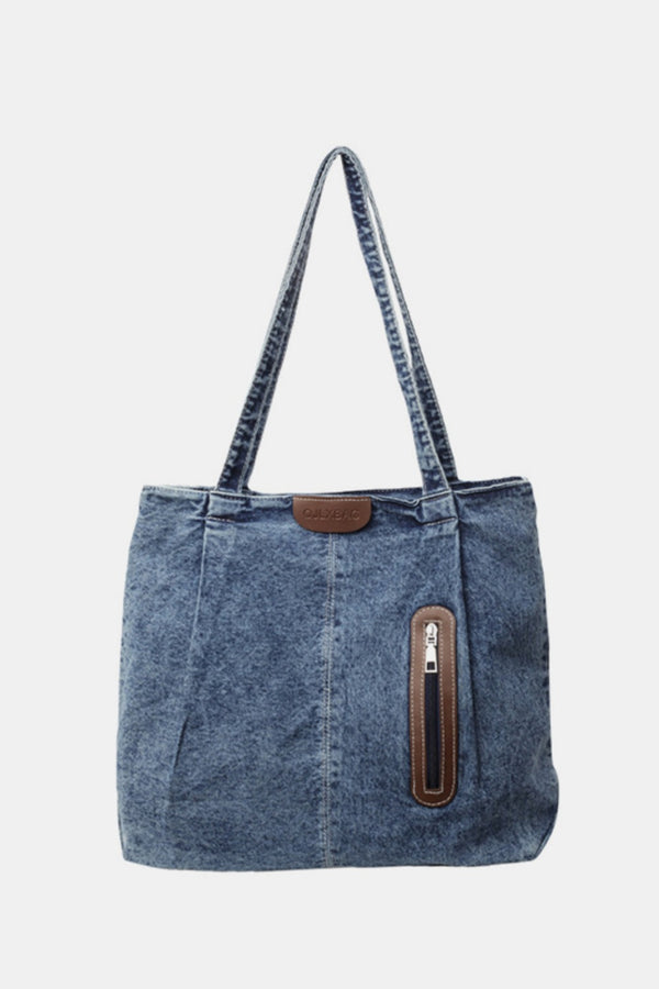 Medium Denim Tote Bag with Spacious Interior and Comfortable Straps