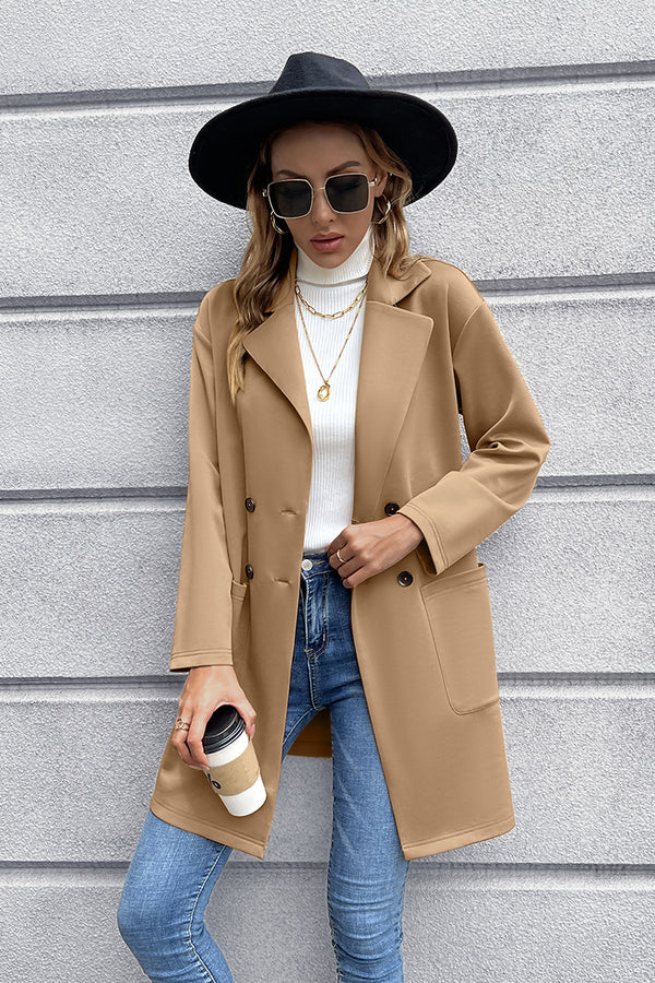 Ivy Lane Double-Breasted Lapel Collar Long Sleeve Blazer — Savvy Stylish Weekly Deal