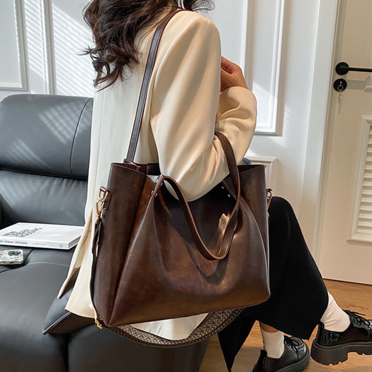 Vegan Leather Large Tote Bag - Make an eco-statement with a chic and timeless accessory!