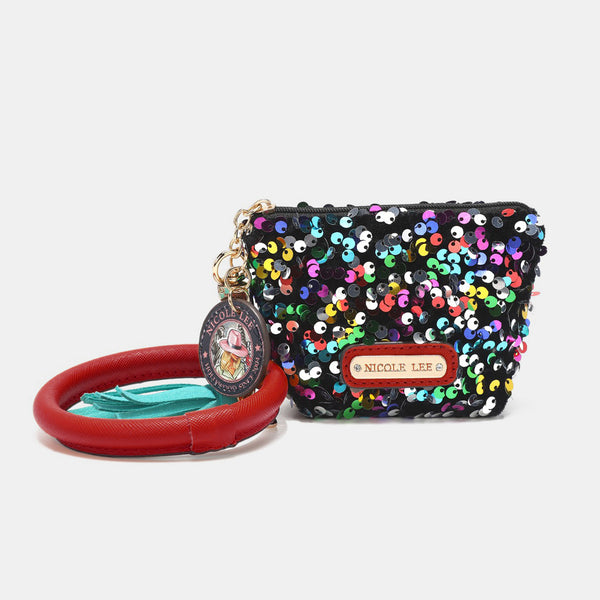 Nicole Lee USA Sequin Pouch Wristlet Keychain - All-Day Sparkle & Everyday Essentials!