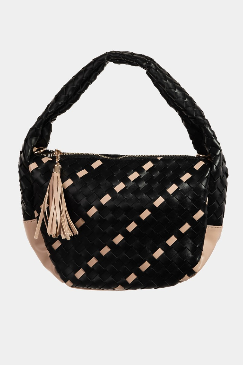 Fame Tassel Detail Weave Semi Circle Bag - Make a statement!