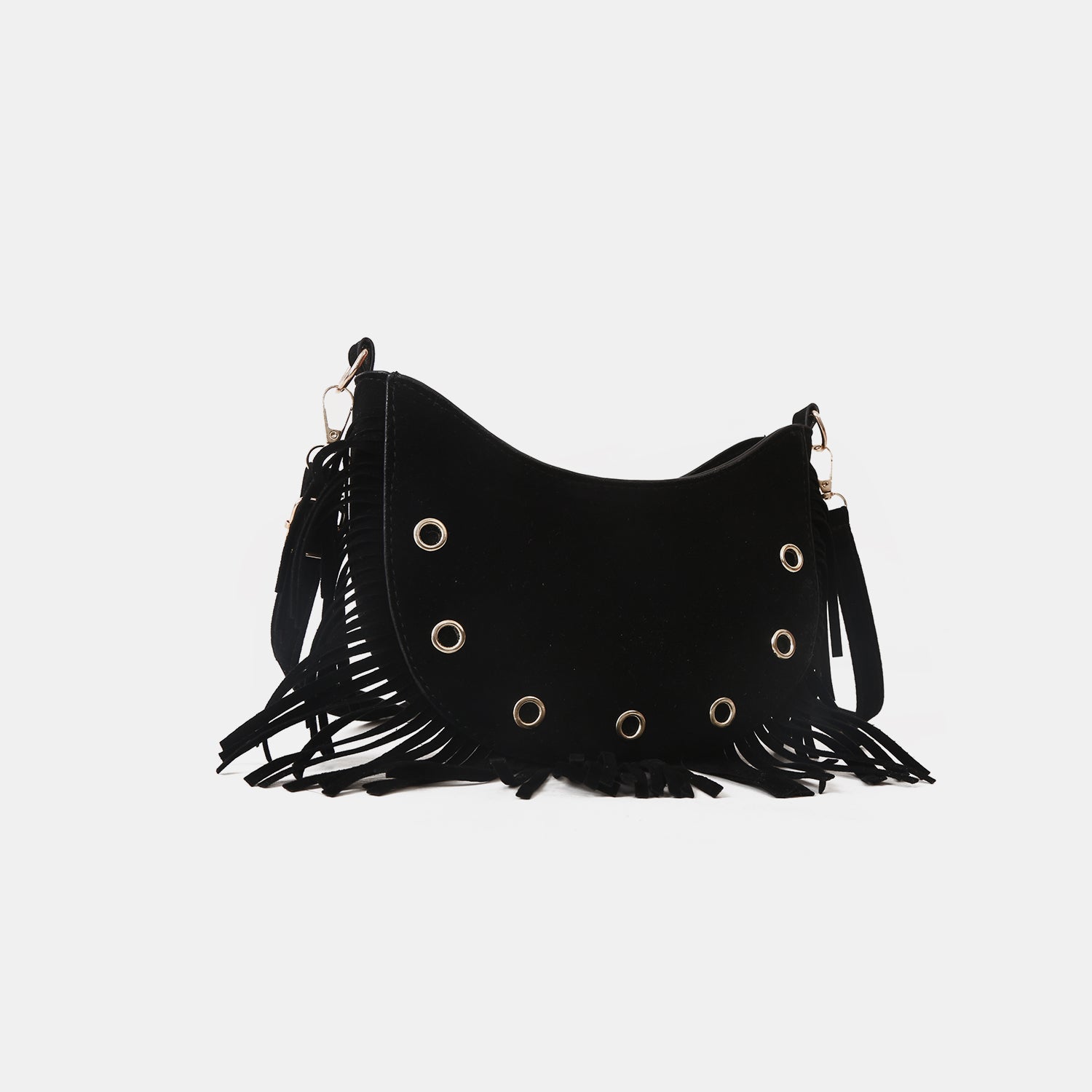 Fringe Detail Suede Leather Crossbody Bag - Add a touch of western flair!