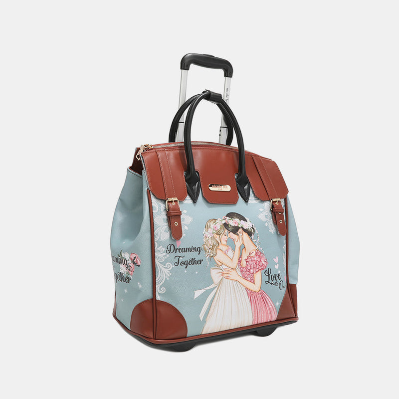 Nicole Lee USA Printed Rolling Tote Bag - Travel in Style!