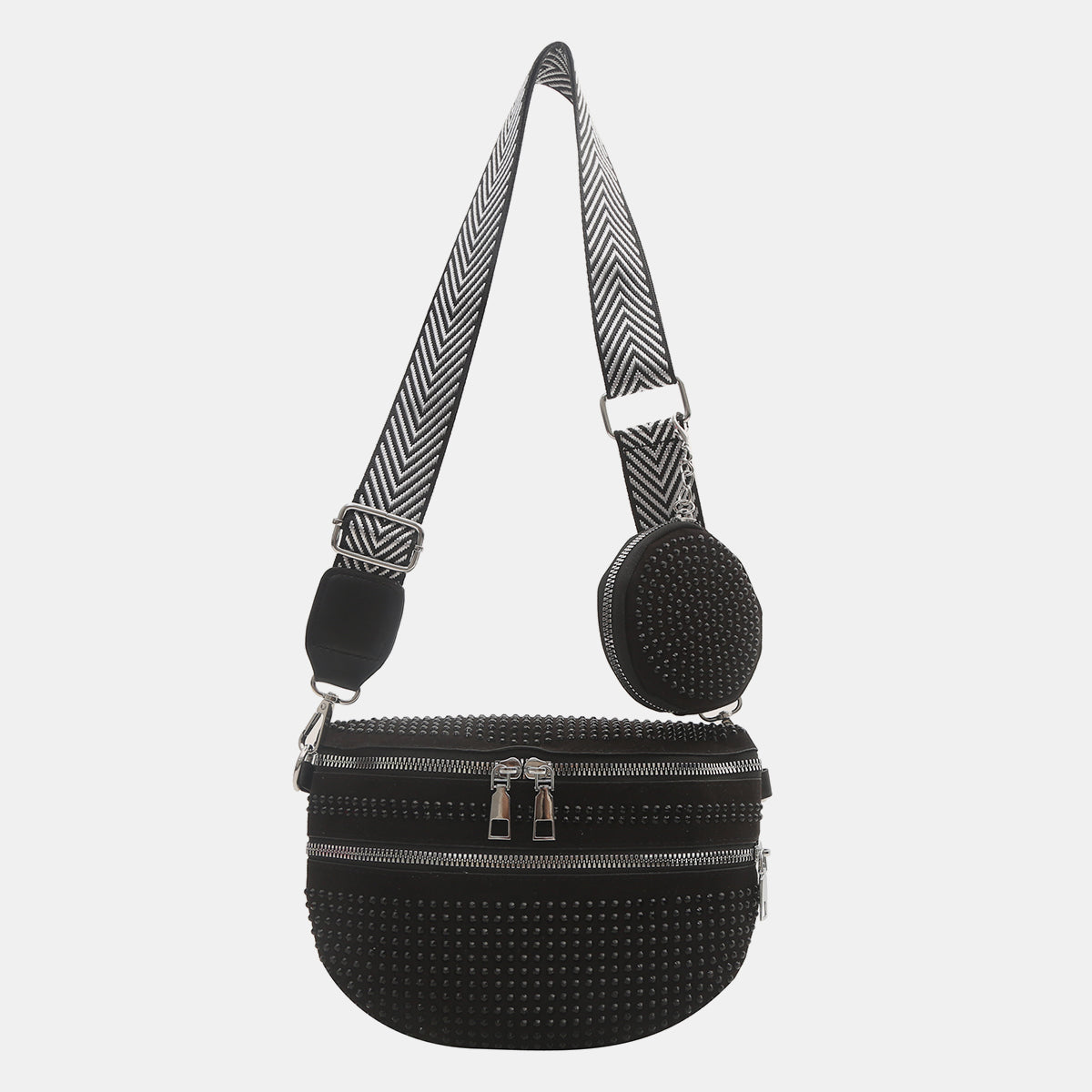 Studded Adjustable Strap Crossbody Bag - Stay Fashionable and Functional!