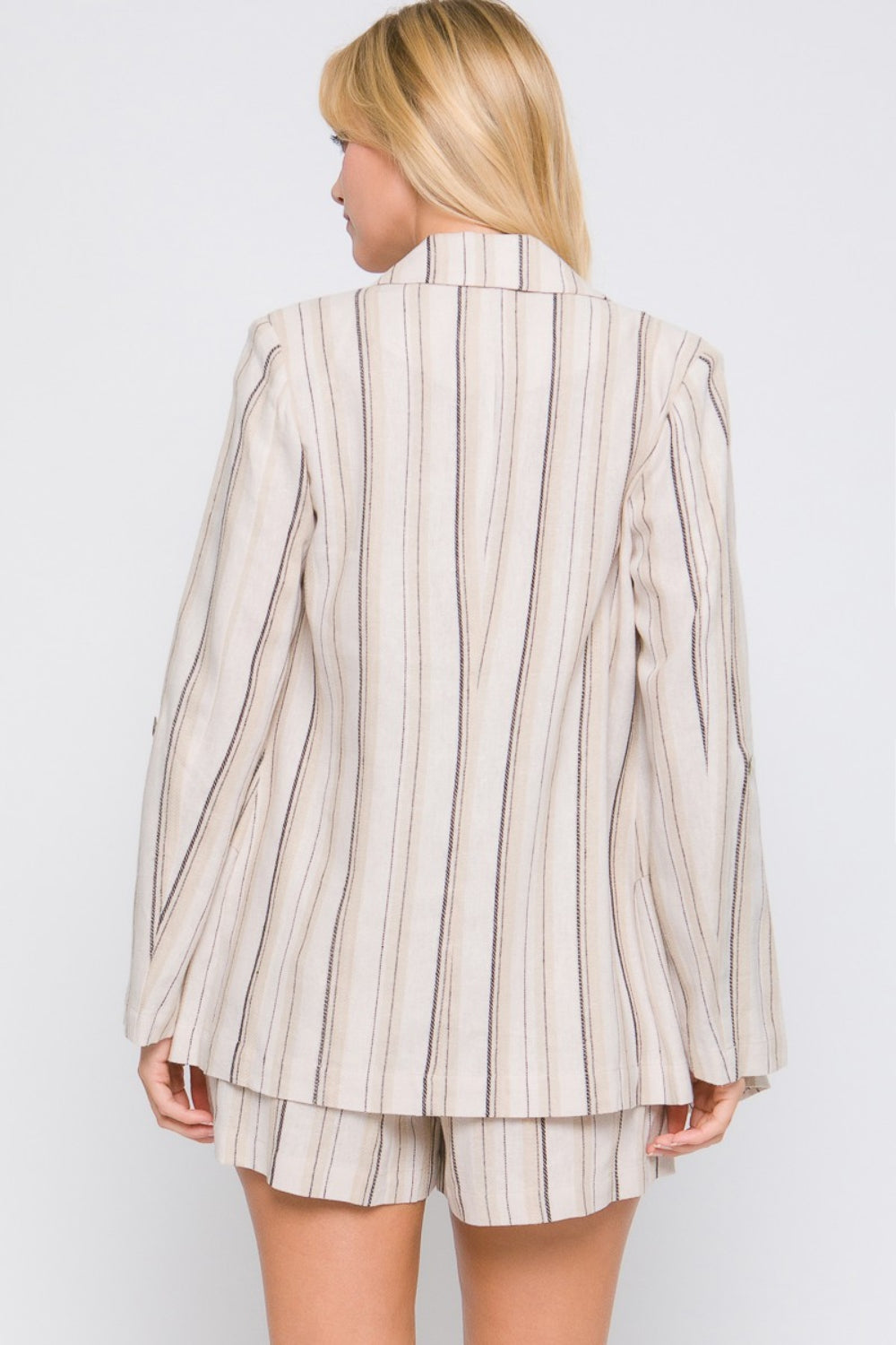 Love Tree Linen Woven Striped Blazer Jacket Cardigan Suit