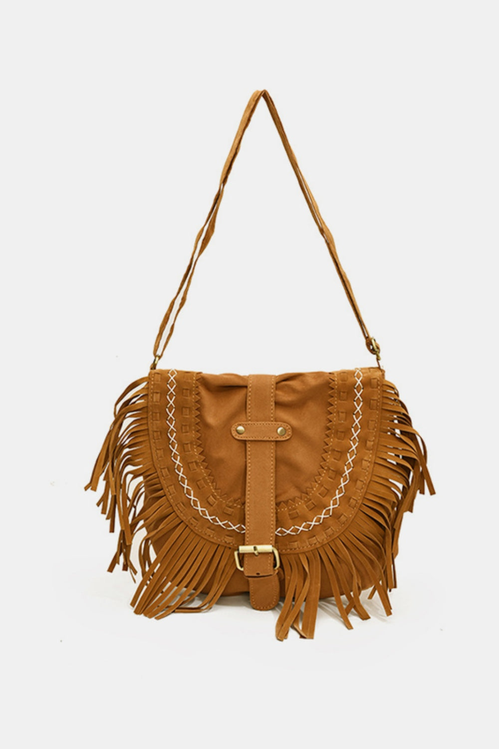 Suede Fringe Wide Strap Shoulder Bag - Express your unique style!