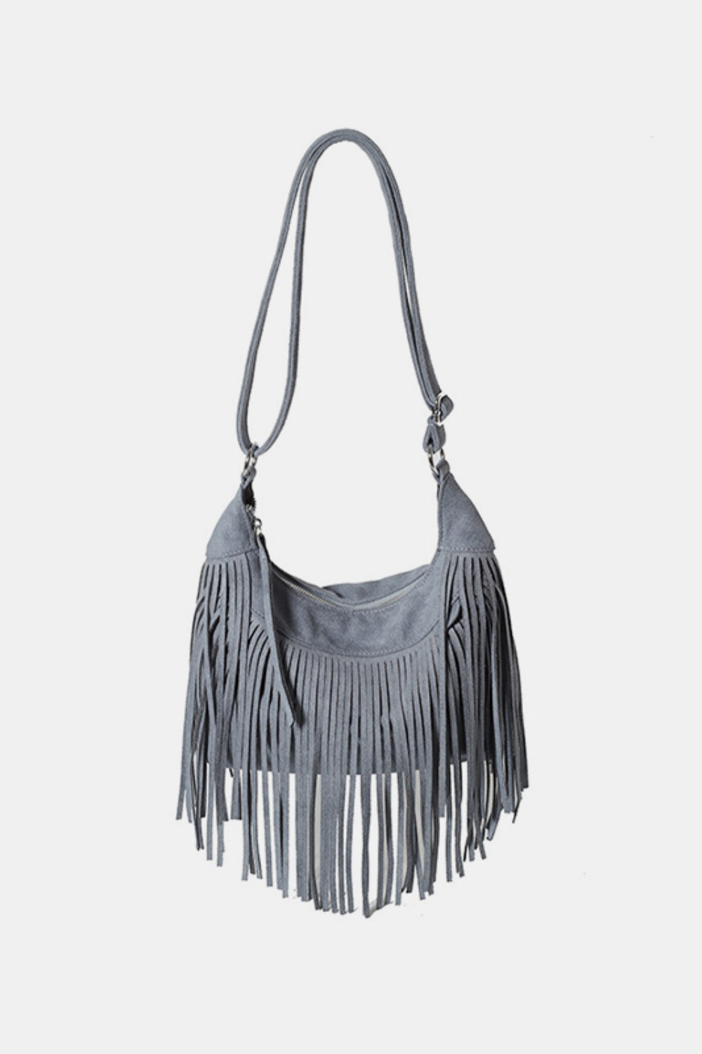 Suede Fringe Adjustable Strap Shoulder Bag - Bohemian Chic Flavor!