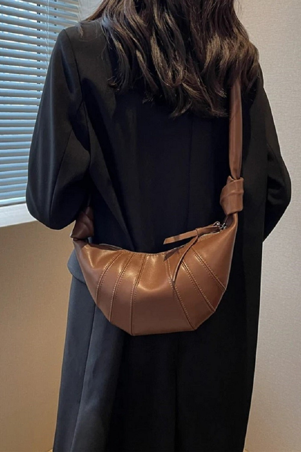 Zenana Vegan Leather Croissant Crossbody Bag - Versatile and Functional!