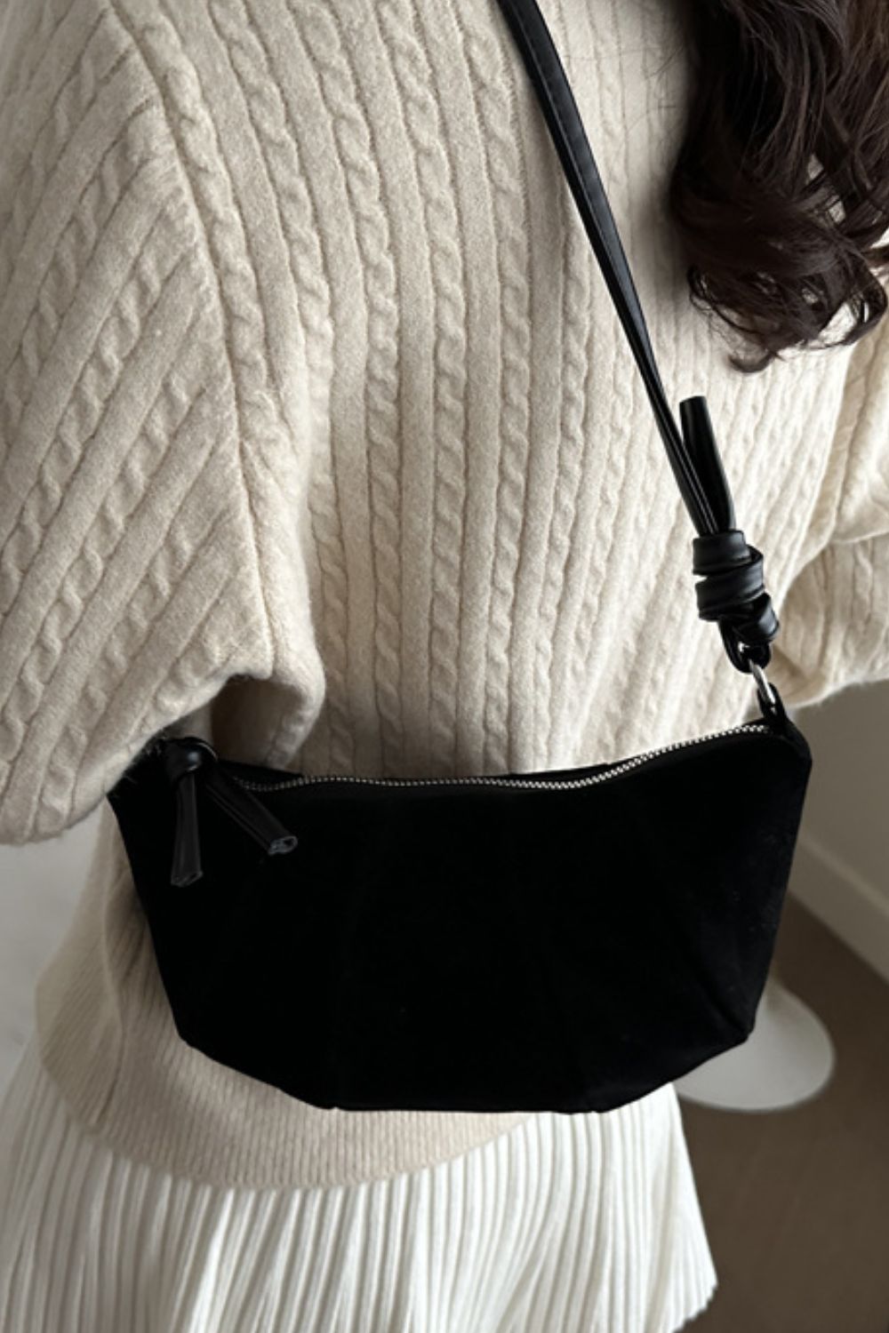 Suede Croissant Shape Shoulder Bag - Practical and Stylish!