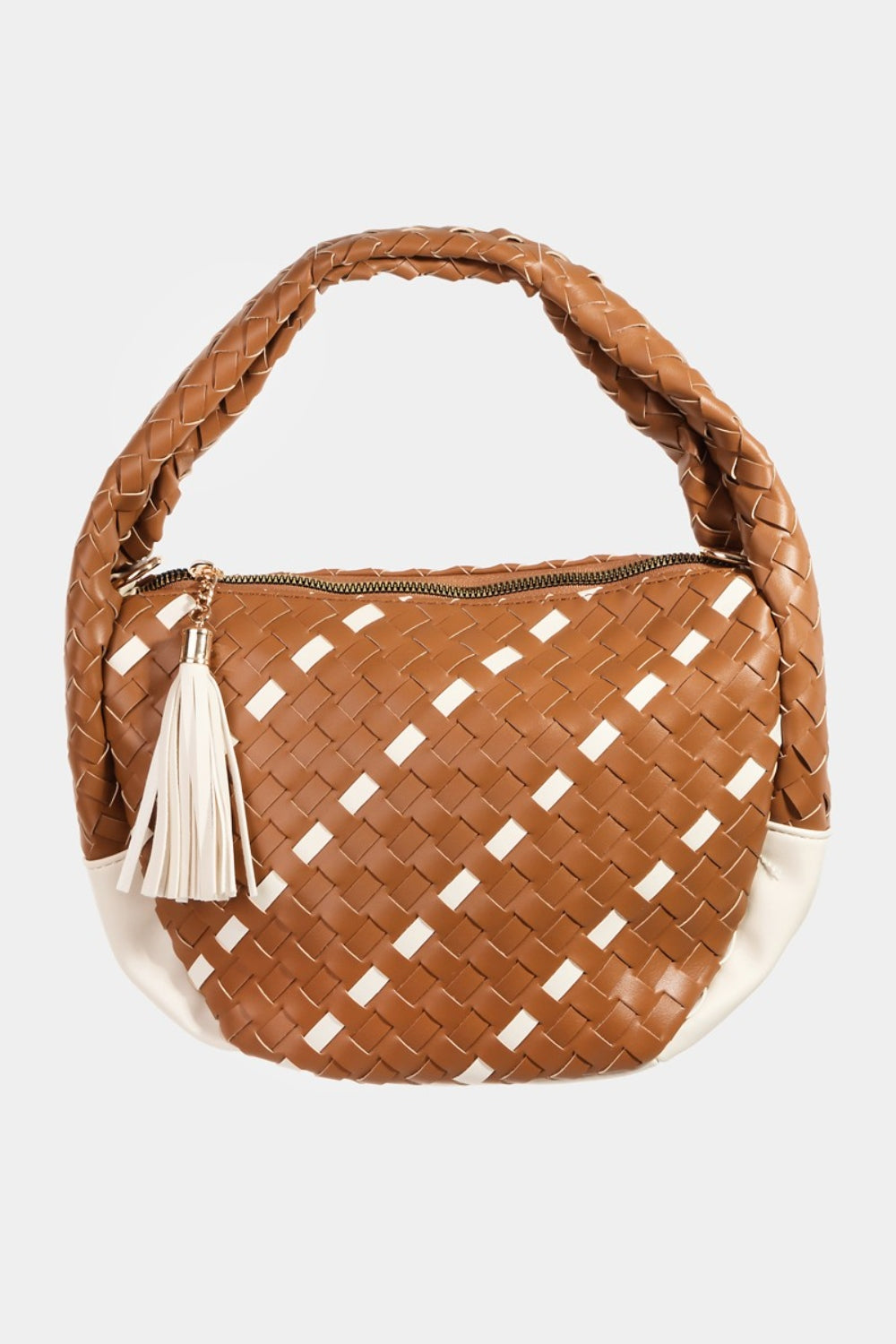 Fame Tassel Detail Weave Semi Circle Bag - Make a statement!