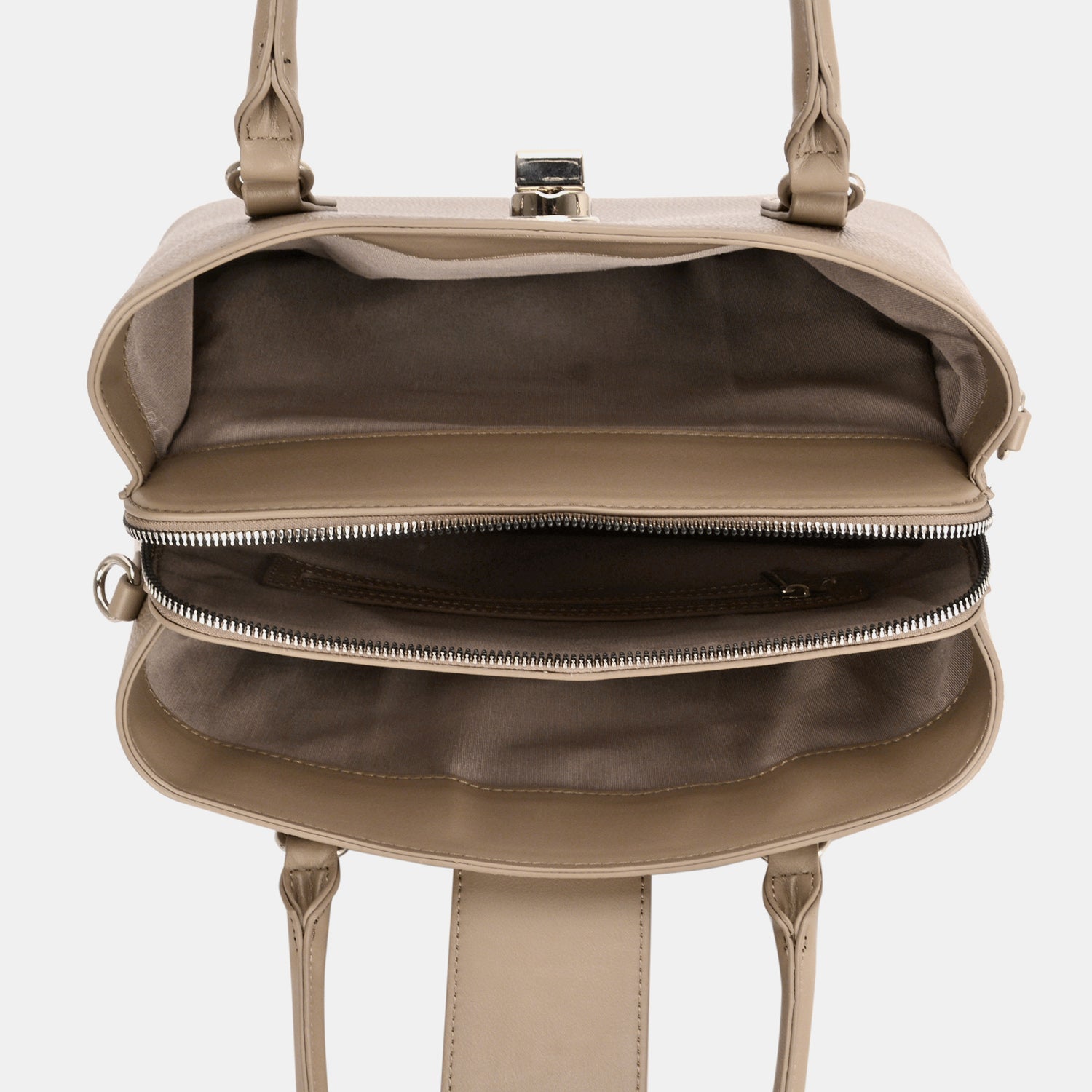 David Jones Vegan Leather Twist-Lock Tote Bag - Effortless Sophistication & Timeless Style!