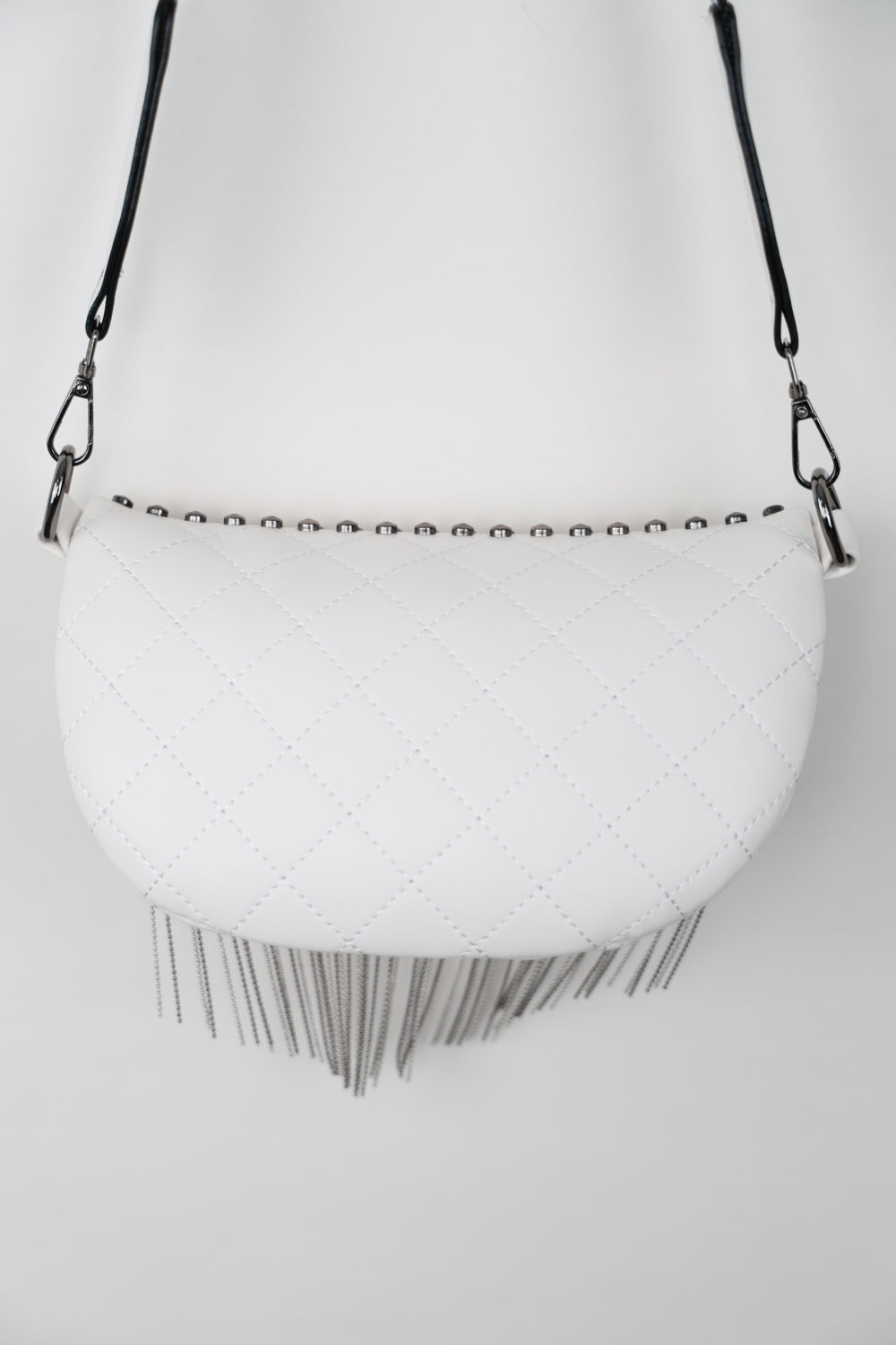 Adored Vegan Leather Studded Sling Bag with Fringes - Edgy Elegance for the Free Spirit!