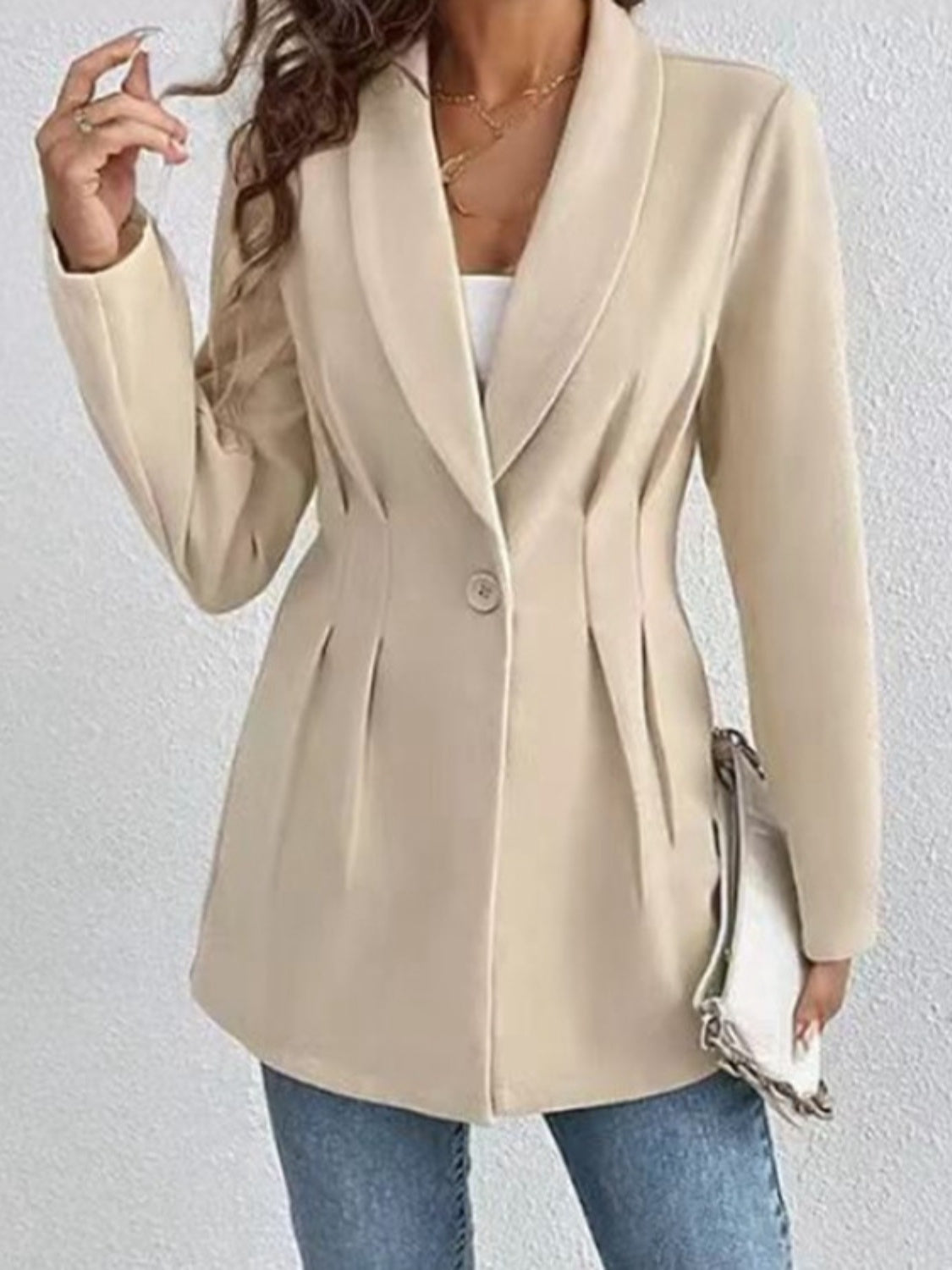 Women's One Button Long Sleeve Blazer Buttoned Design Cardigan