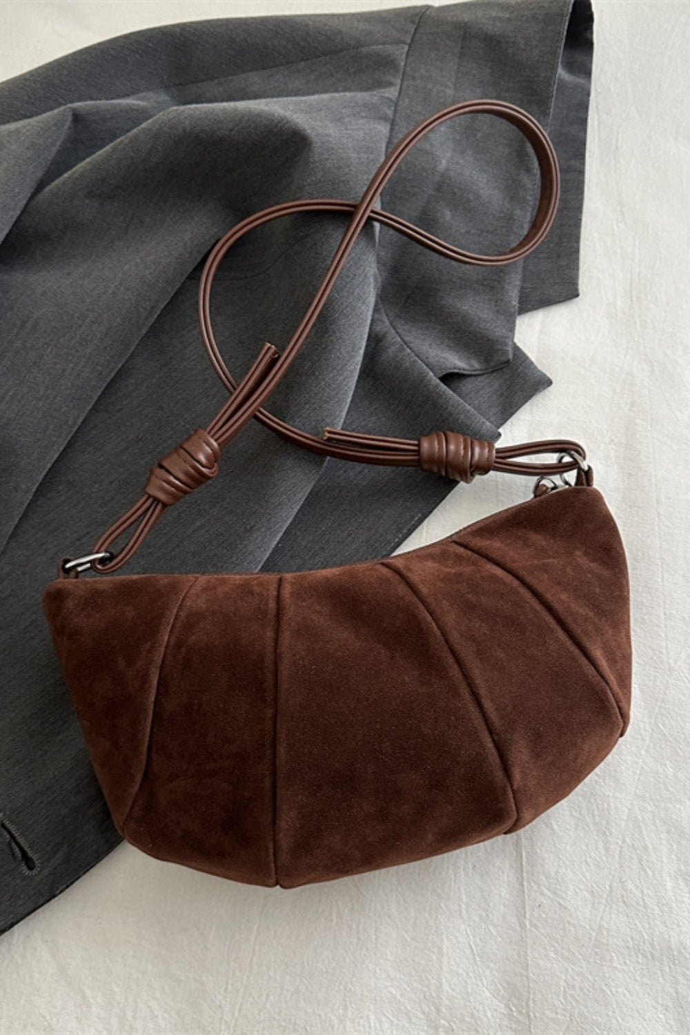 Suede Croissant Shape Shoulder Bag - Practical and Stylish!