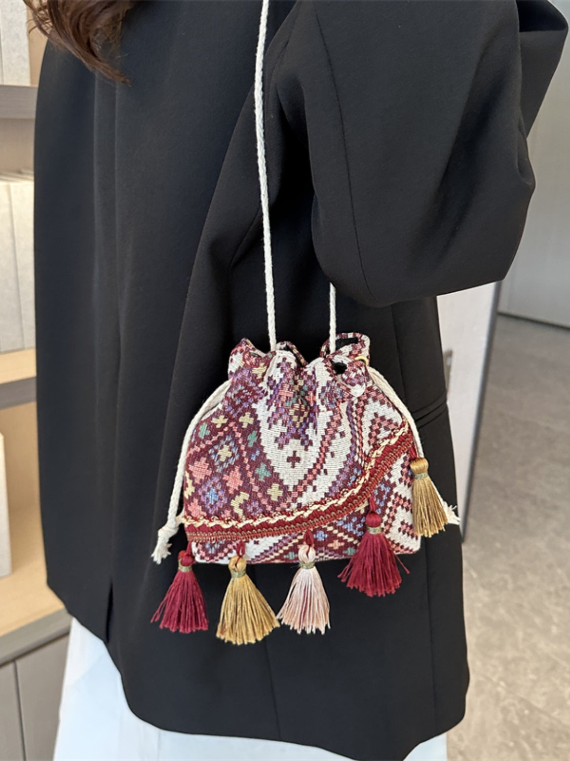 Tassel Spaghetti Strap Shoulder Bag - Style that Stands Out!