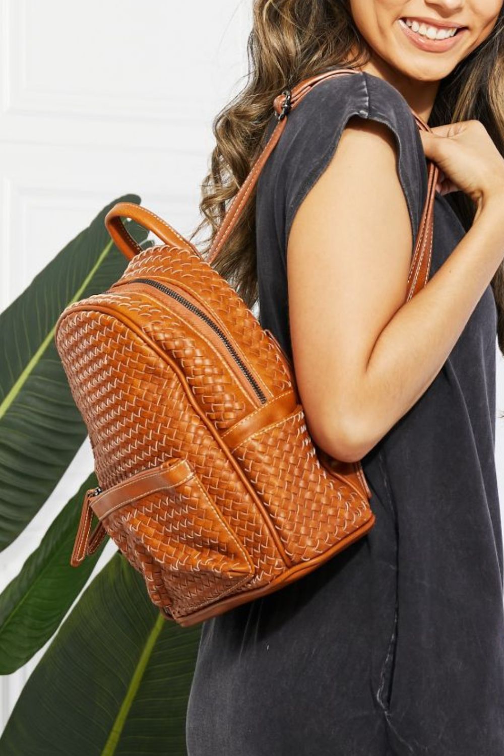 SHOMICO Certainly Chic Faux Leather Woven Backpack - The City Chic Essential!