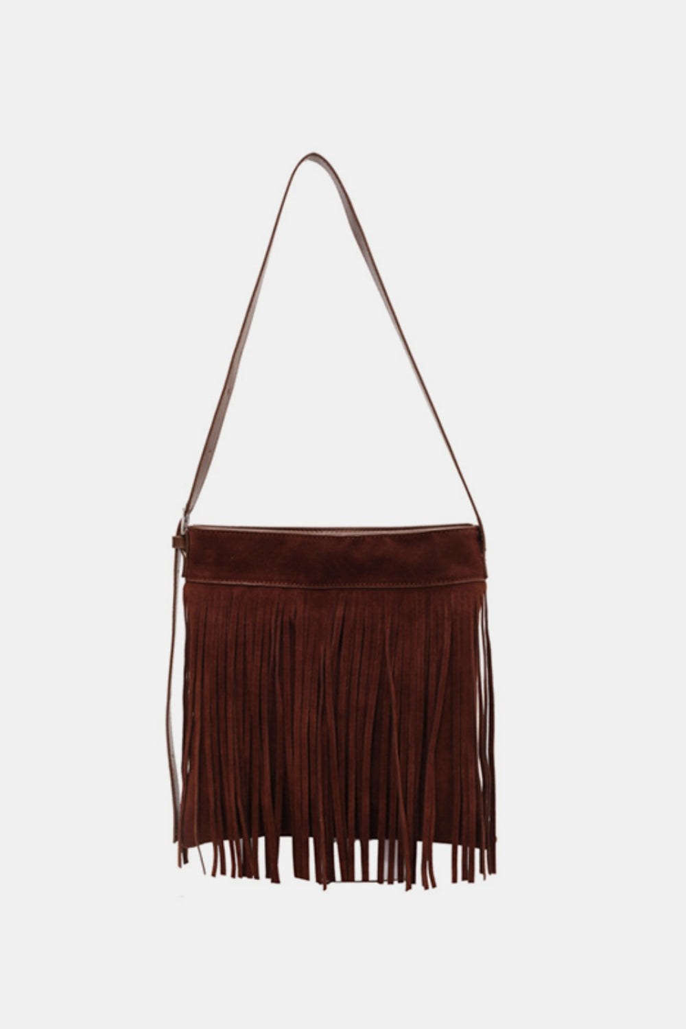 Suede Vegan Leather Fringe Adjustable Strap Shoulder Bag - An everyday companion!