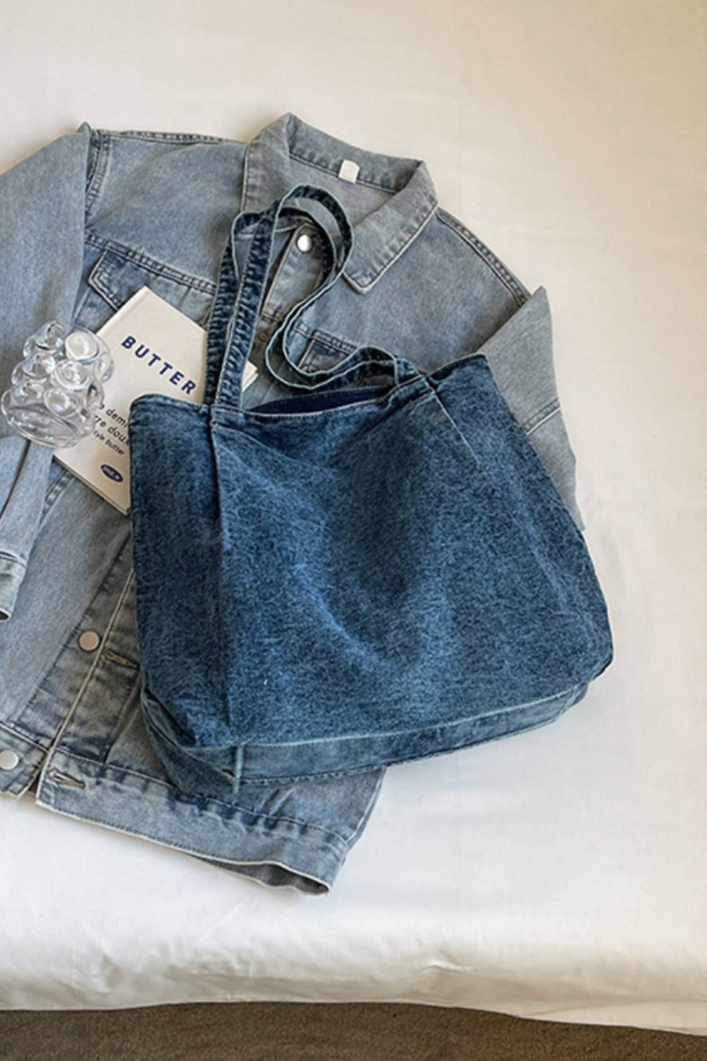 Medium Denim Tote Bag - Shine in Blue!