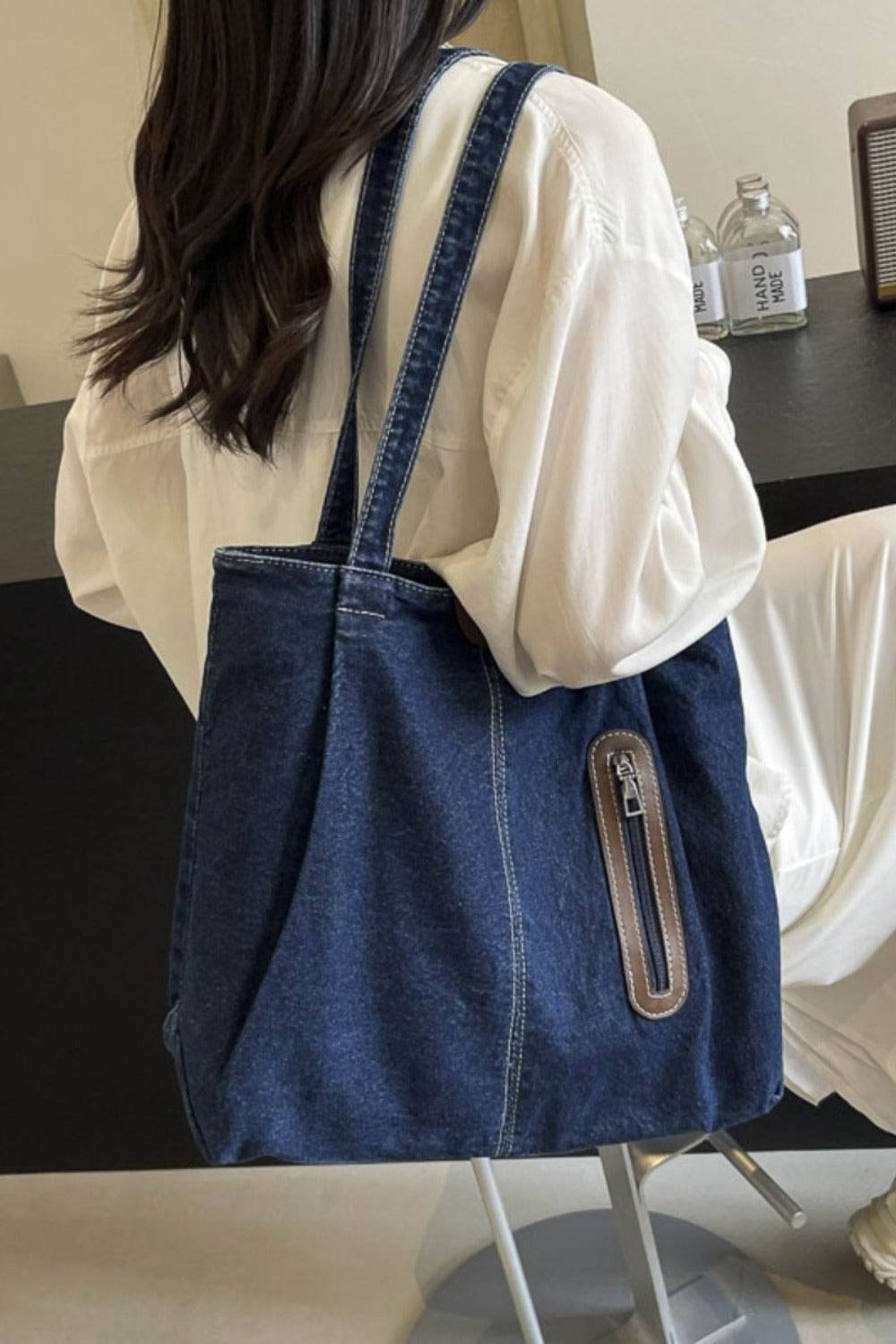 Medium Denim Tote Bag - Shine in Blue!