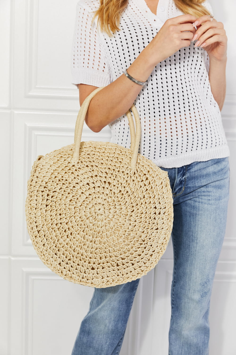 Justin Taylor Beach Date Straw Rattan Handbag Eco-Friendly Paper Large