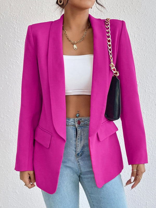 Shawl Collar Long Sleeve Blazer Women’s Polyester-Spandex Comfortable Fit