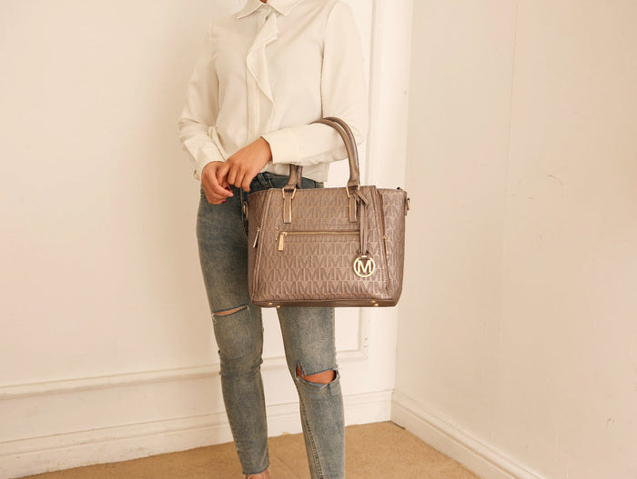 Cairo Signature Shoulder Bag | Structured Vegan Leather Satchel | Gold-Tone Hardware | Seven Compartments