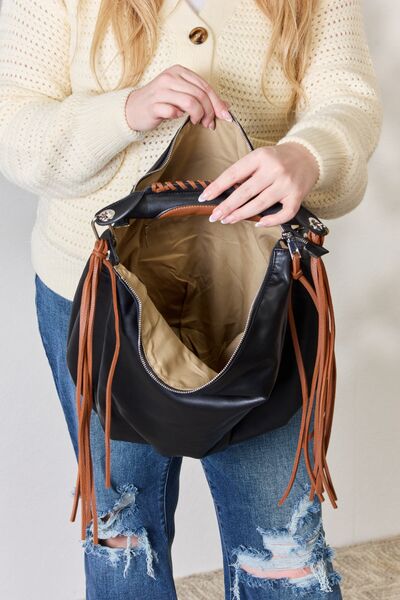 SHOMICO Fringe Detail Contrast Handbag - Stand Out with Bold Style and Functionality!