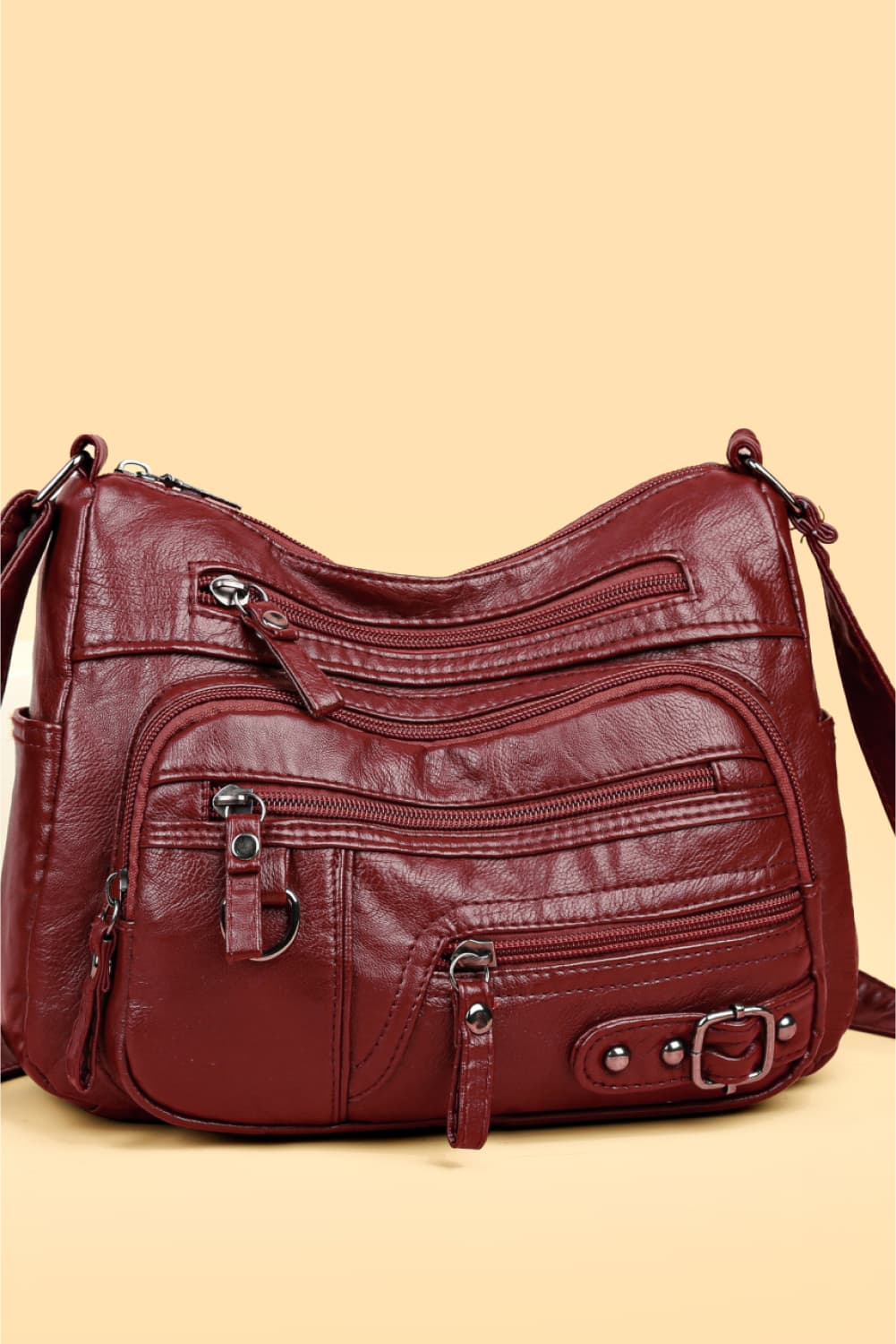 Multi-Pocket Vegan Leather Crossbody Bag - Spacious Yet Sleek!