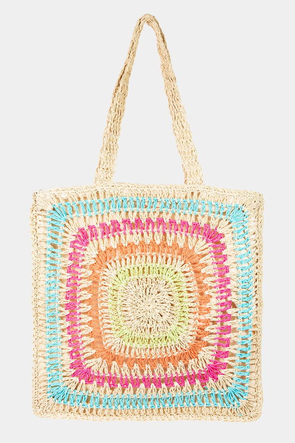 Fame Rainbow Crochet Knit Tote Bag - Carry Sunshine!