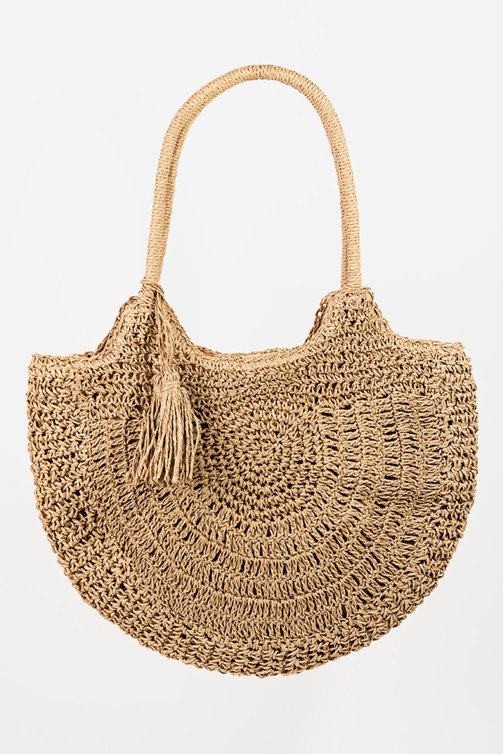 Fame Straw Braided Tote Bag with Tassel - Effortless Summer Style!