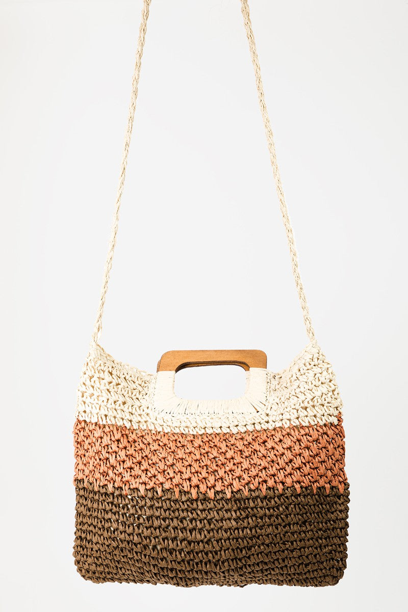 Fame Color Block Double-Use Braided Tote Bag - Twice the Style, Double the Fun!