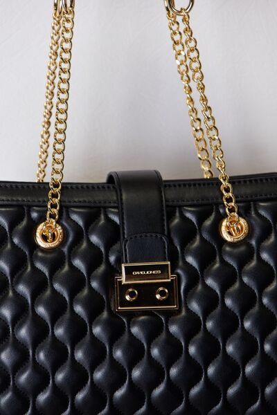 David Jones Quilted Vegan Leather Shoulder Handbag - Sophisticated Chic for Evening Elegance!