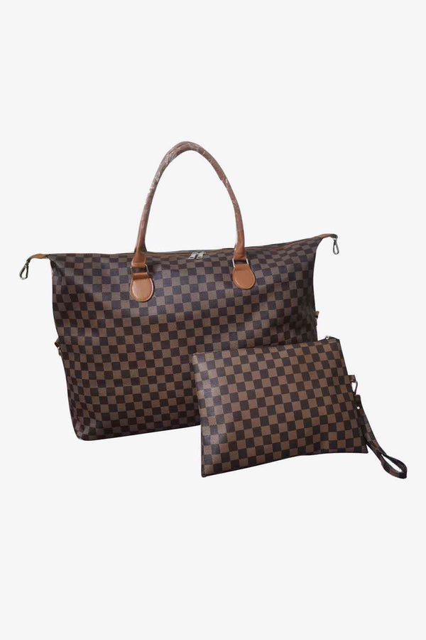 Checkered Two-Piece Tote Bag Set - Professional Polish with Playful Versatility