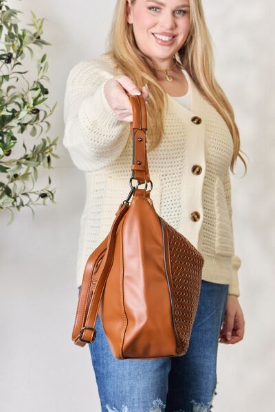 SHOMICO Weaved Vegan Leather Handbag - Textured Elegance Meets Everyday Functionality