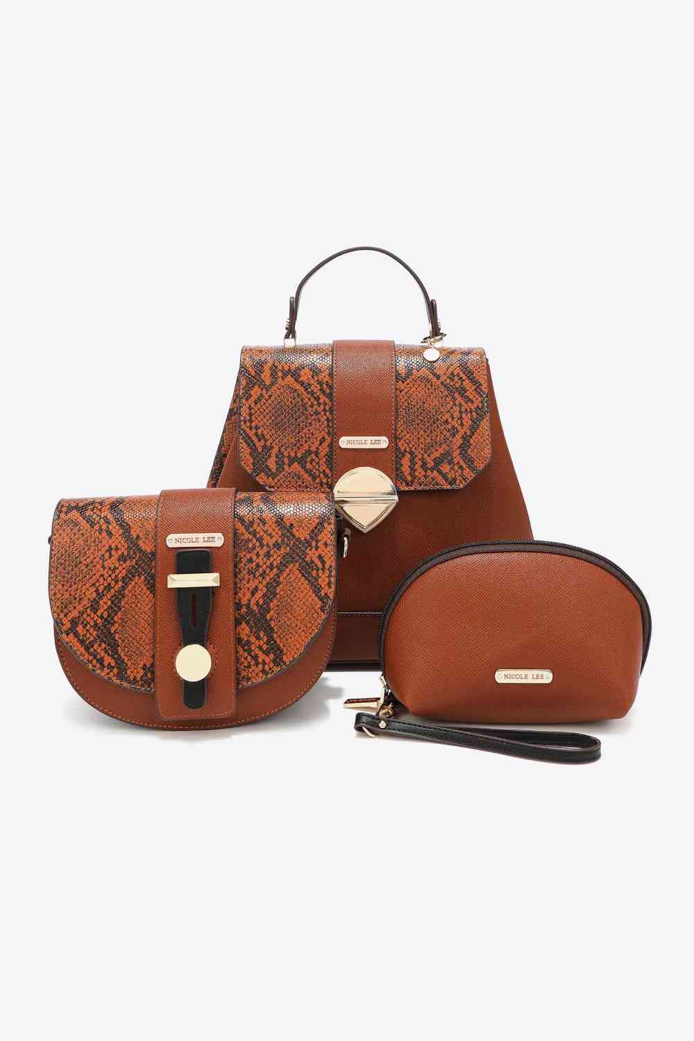 Nicole Lee USA 3-Piece Bag Vegan Leather Set Animal Print: Your Everyday Essentials, Effortlessly Organized