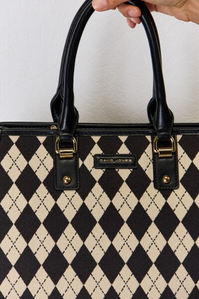 David Jones Argyle Pattern Vegan Leather Handbag - A Touch of Whimsy for the Everyday Woman!