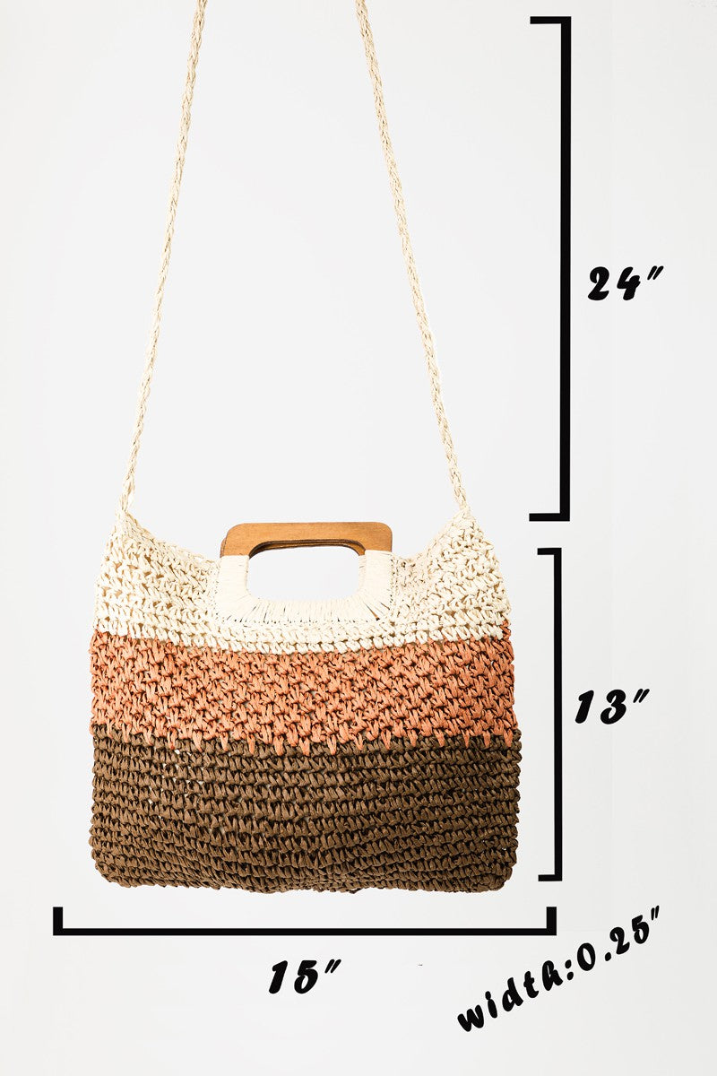 Fame Color Block Double-Use Braided Tote Bag - Twice the Style, Double the Fun!